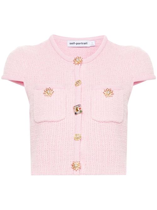 Knitted top with jewel buttons SELF PORTRAIT | PF24127TPINK